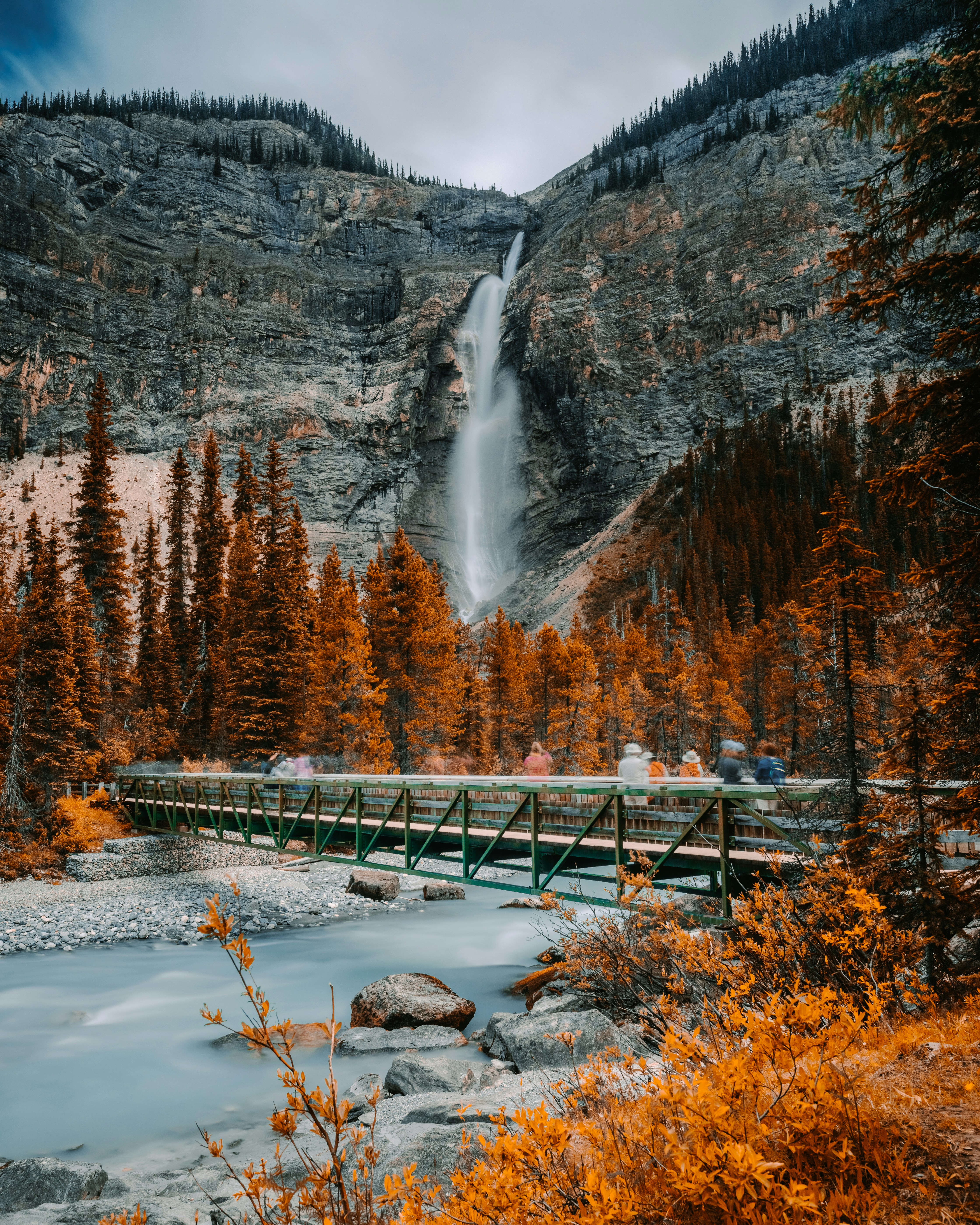 Takakkaw Falls in the Canadian Rockies in autumn